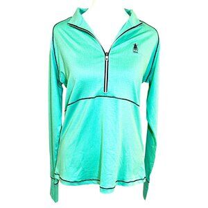 Footjoy Green Dot Print Quarter-Zip Pullover Golf Top with Thumb Holes Size S